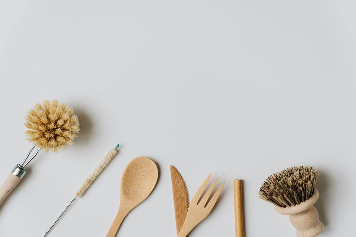A set of cleaning brushes on a white background