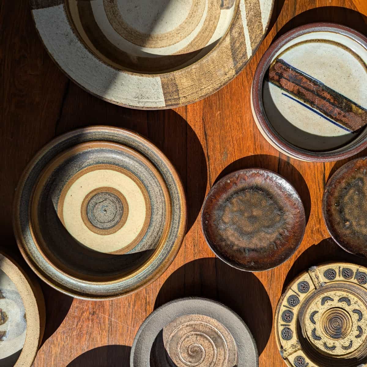 A shallow ceramic dish on a wooden table